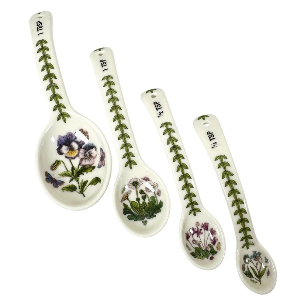 Portmeirion Botanic Garden Floral Set of 4 Porcelain Measuring Spoons Cottage
